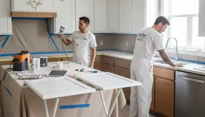 Professional cabinet painting in Grand Rapids MI showcasing smooth finish and durable kitchen paint work