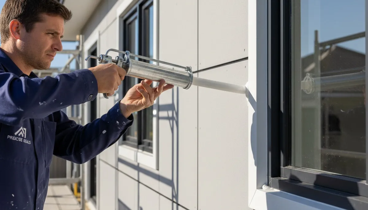 Professional caulking and sealing on Grand Rapids MI home exterior for weather protection