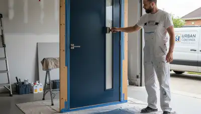Professional door painting by expert house painters in Grand Rapids, MI enhancing curb appeal
