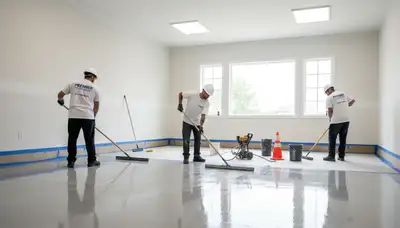 Epoxy floor coating in Grand Rapids MI garage by professional house painters for durable finish
