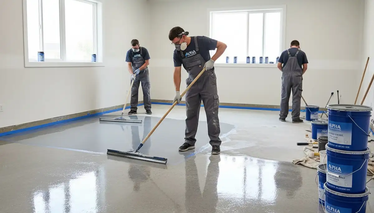 Professional epoxy floor coating in Grand Rapids, MI garage by local painting contractor