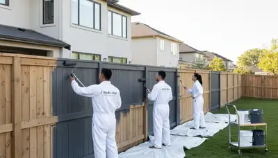 Professional fence painting in Grand Rapids, MI by expert painters protecting wood and vinyl fences