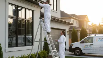 Professional gutter painting on a residential home in Grand Rapids, MI by expert house painters