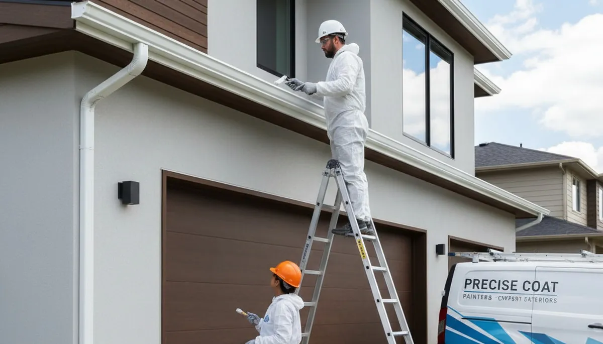 Professional gutter painting on residential home in Grand Rapids, MI by expert house painters