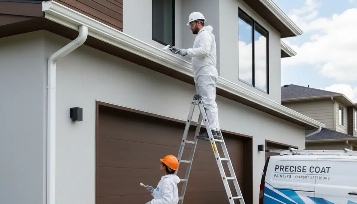 Professional gutter painting on residential home in Grand Rapids, MI by expert house painters