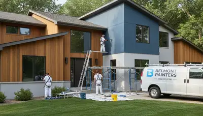 Professional house painters working on exterior home in Grand Rapids, MI
