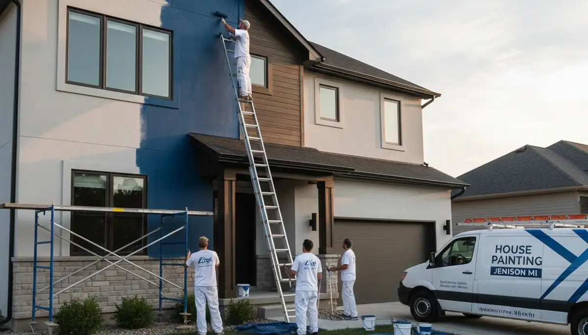 Professional house painters working on a residential exterior in Grand Rapids, MI
