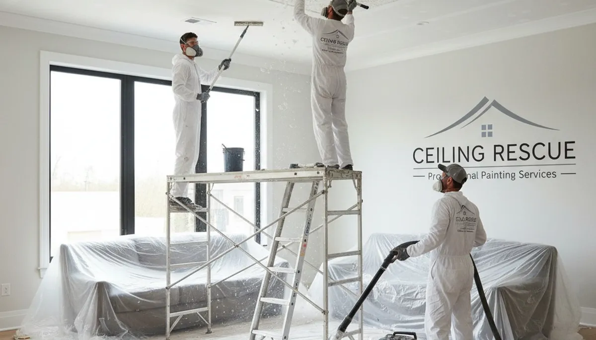 Professional popcorn ceiling removal in Grand Rapids MI home by expert painting contractors