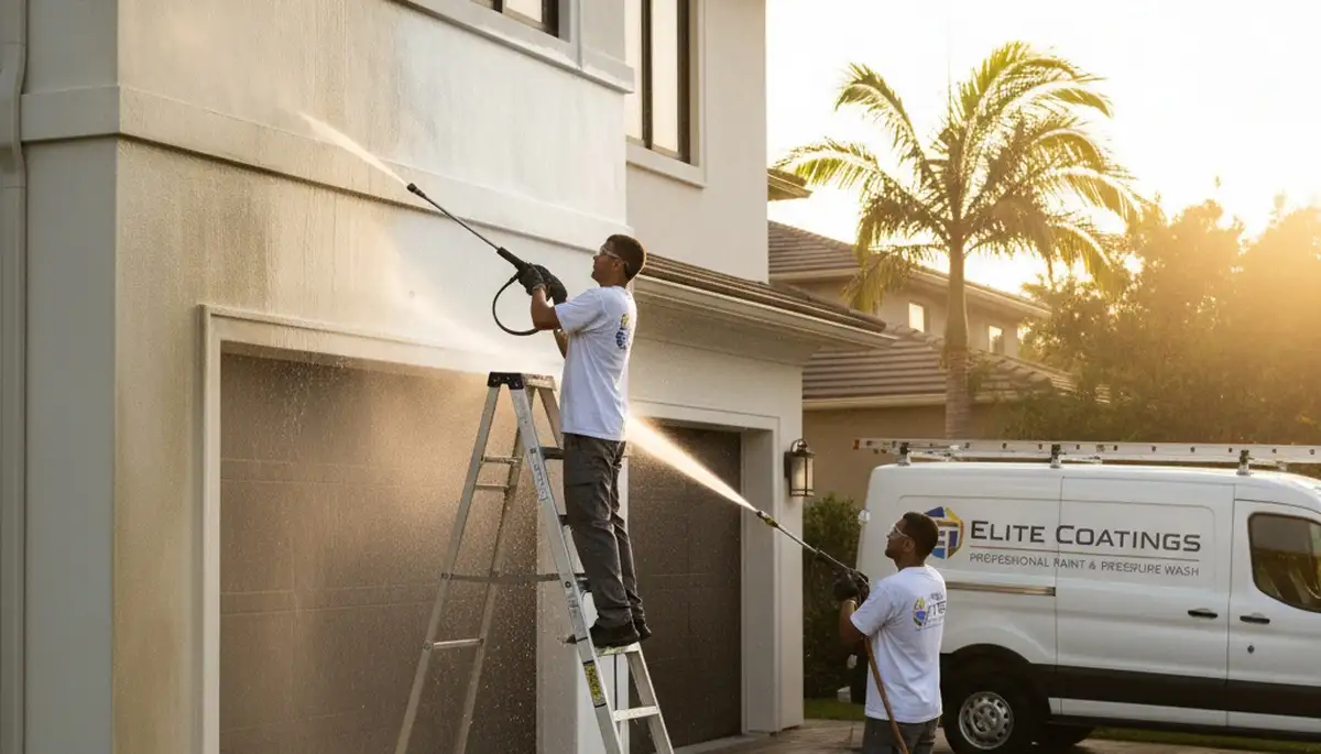 Professional pressure cleaning on home exterior in Grand Rapids, MI for surface restoration