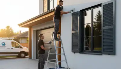 Professional shutter painting on a home exterior in Grand Rapids, MI by expert house painters