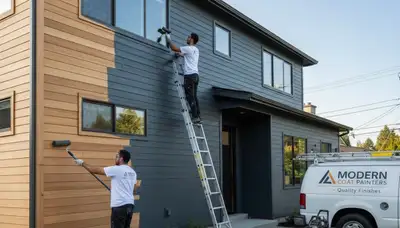 Professional siding painting on home exterior in Grand Rapids, MI by expert house painters
