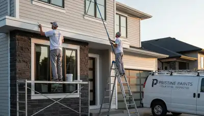 Professional trim and fascia painting on a Grand Rapids MI home by expert house painters