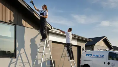 Professional trim and fascia painting on a Grand Rapids MI home by expert house painters