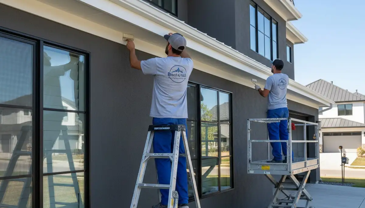 Professional trim and fascia painting on a Grand Rapids MI home by expert exterior house painters