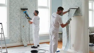 Professional wallpaper removal service in Grand Rapids, MI preparing walls for fresh paint